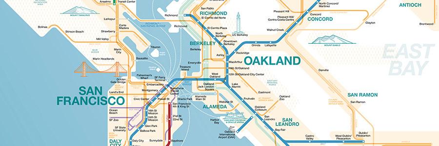 Map of the SF Bay Area with Transit Lines