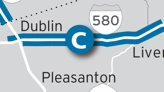 Location of I-580 Express Lanes on map